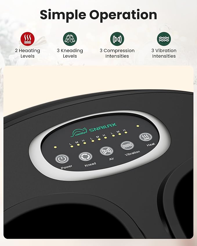Snailax Foot Massager with Heat, Shiatsu Foot Massager Machine for Plantar Fasciitis, Adjustable Vibration & Pressure for Neuropathy Pain, Women Men Gifts, Fits Up to 13" - Bloomnest