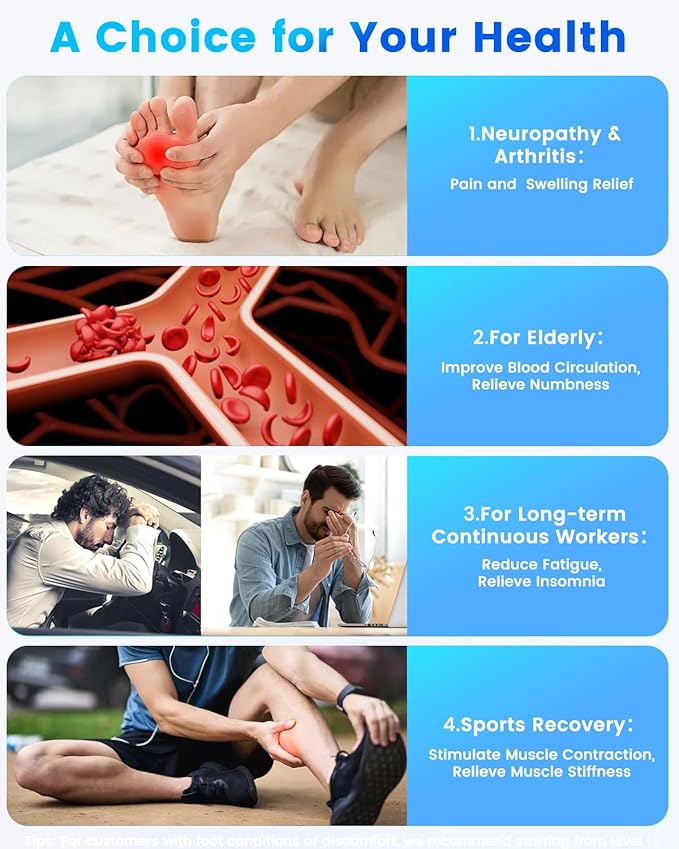 Rechargeable Foot Massager for Neuropathy, TENS & EMS Circulation Stimulator with Remote Control, 50 Intensities – Foot Leg Massager for Circulation and Pain Relief - Bloomnest