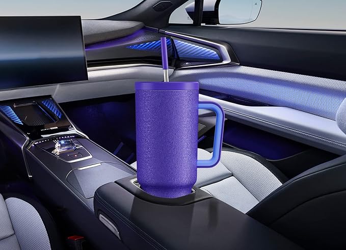 Meoky 40oz Tumbler with Handle, Leak-proof Lid and Straw, Insulated Coffee Mug Stainless Steel Travel Mug, Keeps Cold for 34 Hours or Hot for 10 Hours (Offshore) - Bloomnest
