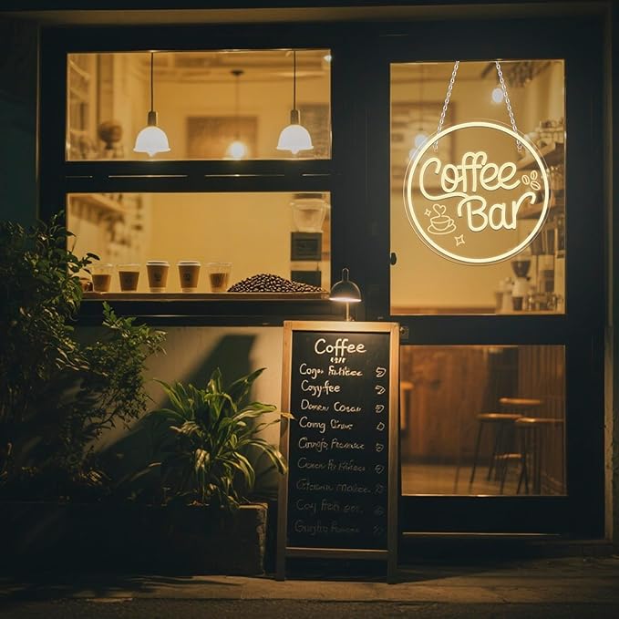 Coffee Bar Neon Sign for Wall Decor Dimmable LED Neon coffee Light Up Sign for Coffee Station, Cafe Shop, Restaurants, Kitchen Party Decoration Gifts(12.99 * 12.99inches) - Bloomnest