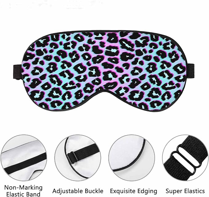 Leopard Sleep Eye Mask Animal Skin Retro 1980-1990'S Fashion Trendy Neon Colors Men Women Sleep Mask with Adjustable Strap Eye Cover Eye Shade for Travel, Nap,Meditation - Bloomnest