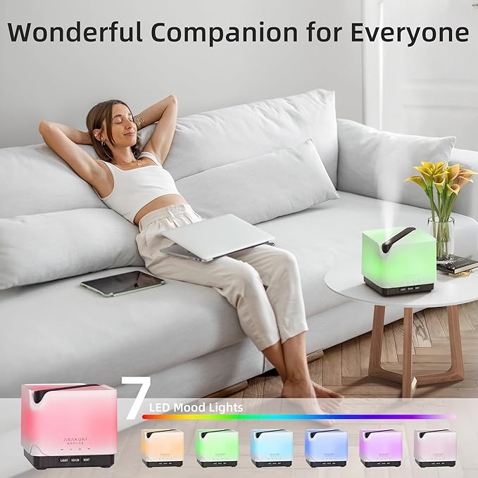 ASAKUKI Essential Oil Diffuser, Multifunctional Ultrasonic Aromatherapy Fragrant Oil Vaporizer Humidifier with Timer, Auto-Off Safety Switch, and 7 LED Light Colors, 700 ml (Brown Wood) - Bloomnest