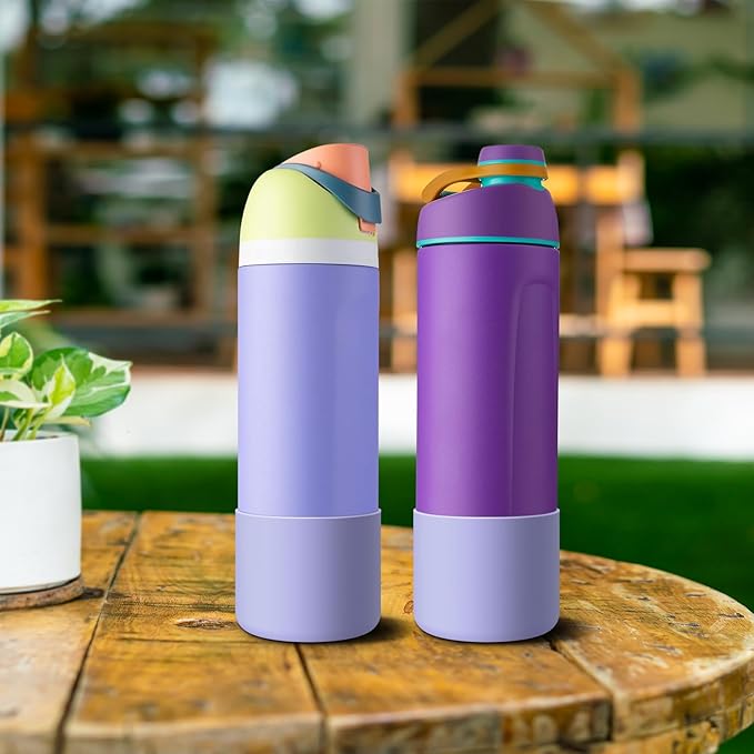 2PCS Silicone Water Bottle Boot for Owala 24oz 32oz 40oz, Anti-Slip Protective Sleeve Bottom Bumper Protector for FreeSip, Twist, and Flip Stainless Steel Water Bottles Alwenid