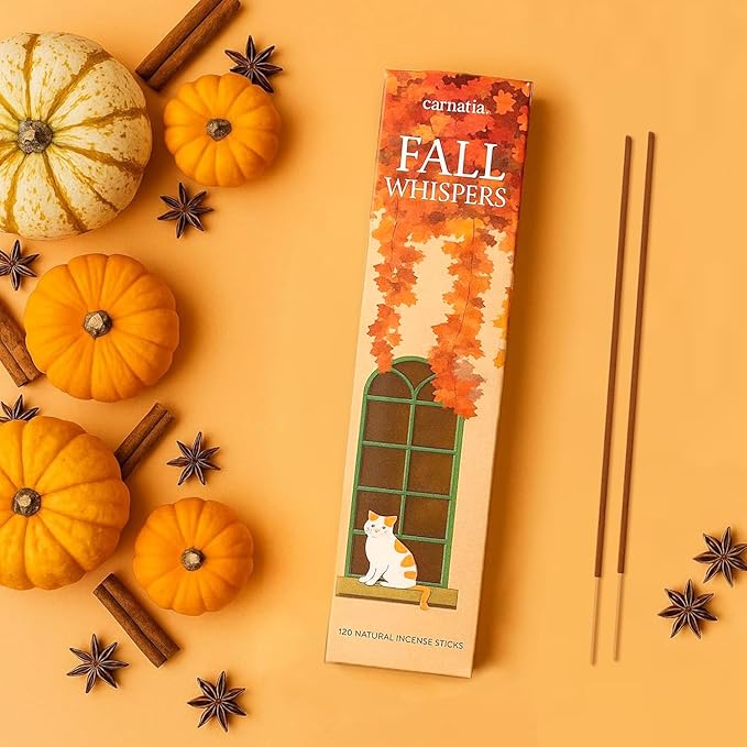 Carnatia Fall Whispers Incense Set – 6 Autumn Scents for Seasonal Warmth | Cozy Comfort & Inviting Ambience | Premium Quality Incense Sticks for Fall Vibes