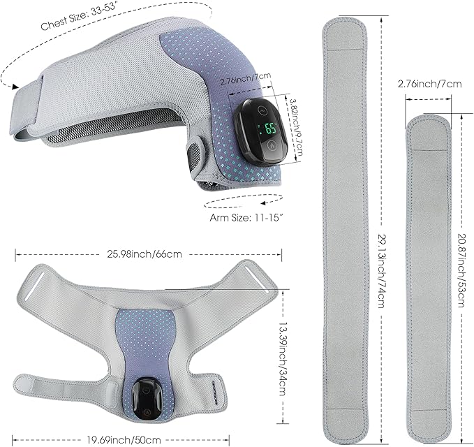 YUANBO Heated Shoulder Wrap Massager Cordless Electric Shoulder Heating Pad for Neck with Massage 3 Heat & Vibration