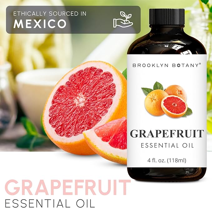 Brooklyn Botany Grapefruit Essential Oil - Huge 4 Fl Oz - 100% Pure and Natural - Premium Grade with Dropper - for Aromatherapy and Diffuser - Bloomnest