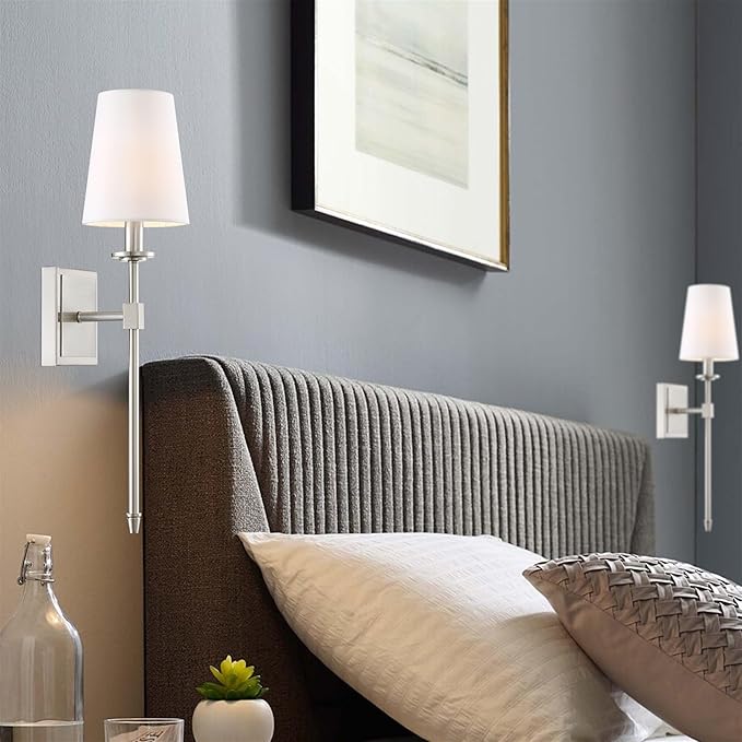 Kira Home Torche 20" Wall Sconce/Wall Light + Linen Shade, Brushed Nickel Finish - Bloomnest
