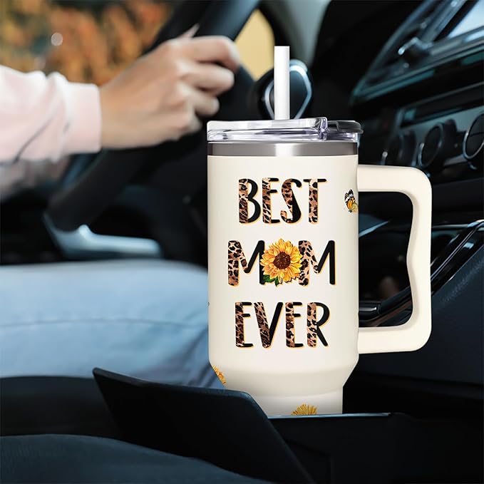 Best Mom Ever Gifts - Mothers Day Gift For Mom from Daughter, Son, Kids - Birthday, Christmas Gifts Idea For Mother, Mom, Wife - Tumbler With Handle 40oz - Bloomnest