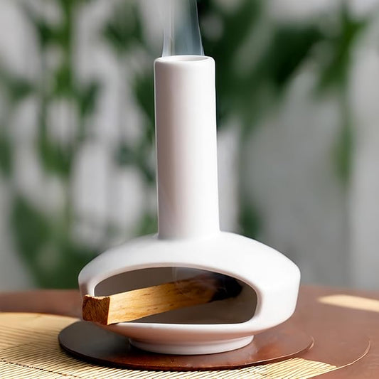 Handcrafted Palo Santo Holder Mini Chiminea Cone Incense Stick Burner Ceramic for Meditation Accessories Unique Design High Temperature Resistance Ideal for Yoga Aromatherapy Relaxation - Bloomnest