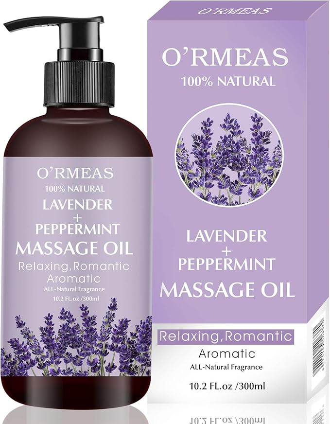 Massage Oil with Lavender and Peppermint Massage Oil for Skin Moisturizing Body Oil Lavender Oil for Men and Women 10.2 fl.oz - Bloomnest