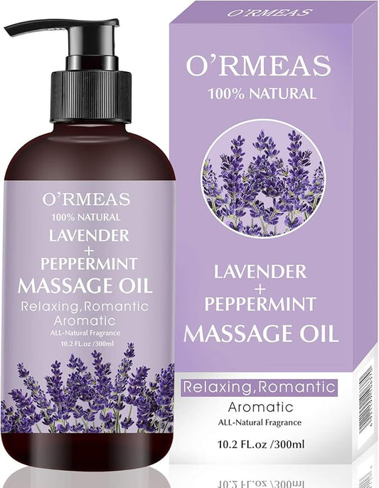 Massage Oil with Lavender and Peppermint Massage Oil for Skin Moisturizing Body Oil Lavender Oil for Men and Women 10.2 fl.oz - Bloomnest