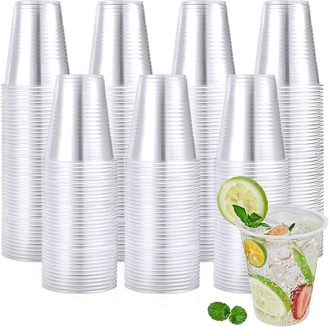 Turbo Bee 480 Pack 12oz Clear Plastic Cups,Disposable Drinking Cups,Hot and Cold Drink Container for Water, Juice, Soda, Milk - Bloomnest