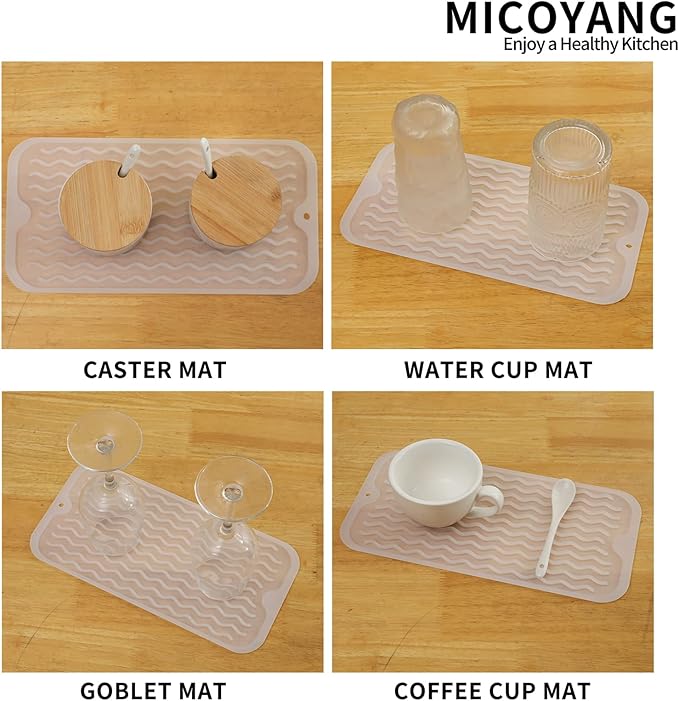 Silicone Dish Drying Mat for Multiple Usage,Easy clean,Eco-friendly,Heat-resistant Silicone Mat for Kitchen Counter or Sink,Refrigerator or Drawer Liner Translucent S 12 inches x 6 inches - Bloomnest