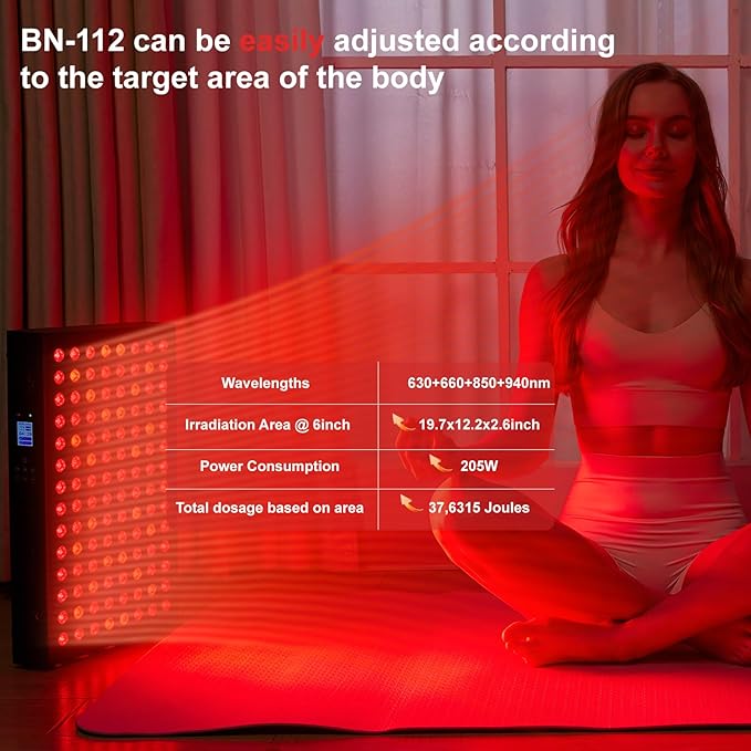 Red Light Therapy Panel for Face and Body, Infrared Light Therapy with Timer & Remote Control, Quad Wave 660nm 850nm 630nm 940nm Near Infrared Light Therapy Panel Portable Dual Chip LED Device BONLIBRO