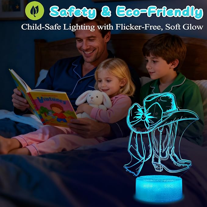 Cowgirl Gifts, Cowgirl Night Light, 3D Illusion Lamp with 16 Colors Changing, Timer, 4 Flash Modes and Dimmer with Remote Control, Western Room Decor for Holiday Birthday Christmas - Bloomnest