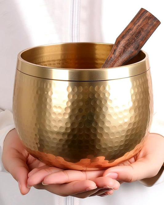 Tibetan Singing Bowls Set-Hand-hammered in Nepal Sound Bowl for Meditation, Yoga, Chakra, Meditation Accessories, Unique Gifts for Women, Men (Blue, 5 inch) - Bloomnest