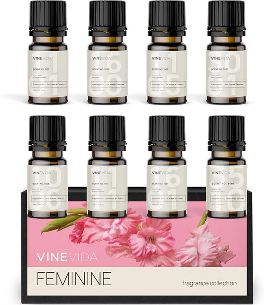 VINEVIDA [Set of 8] Feminine Scents for Candle Making, Made in USA Candle Fragrance Oil, Soap Making Essential Oils, Diffuser Oil Scents - Bloomnest