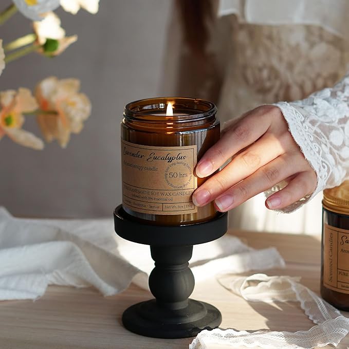 Lavender Eucalyptus Candles for Home Scented - 8oz Aromatherapy Candles for Relaxation Anxiety Stress Relief Non Toxic, Calming Candles Gifts for Women Soothing Relaxing Bath Yoga Meditation - Bloomnest