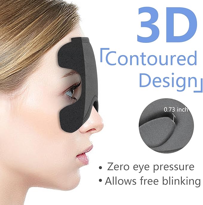 Sleep Mask 3D Eye Mask for Sleeping 100% Light Blocking Eye Covers with Adjustable Strap Night Blindfold for Women Memory Foam Gray - Bloomnest