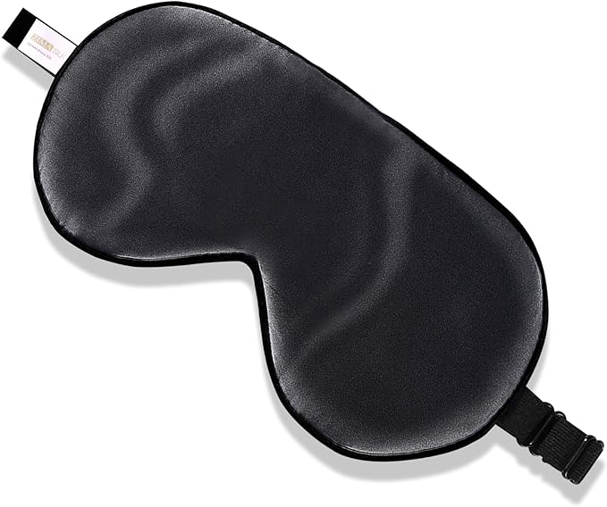 ZIMASILK Adjustable Mulberry Silk Sleep Mask Blindfold 100% Pure Mulberry Silk Eye Mask for Sleep with Bag (Black) - Bloomnest