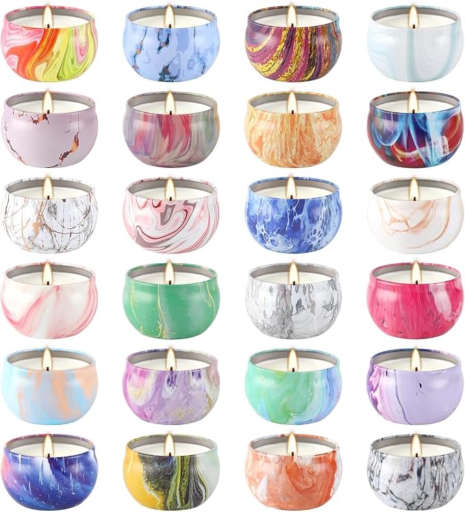 Scented Candles Gifts Set 24 Pack Soy Wax Travel Tin Jar Candles for Home 2.5 OZ Scented for Mom for Christmas, Birthday, Thanksgiving, Mother's Day - Bloomnest