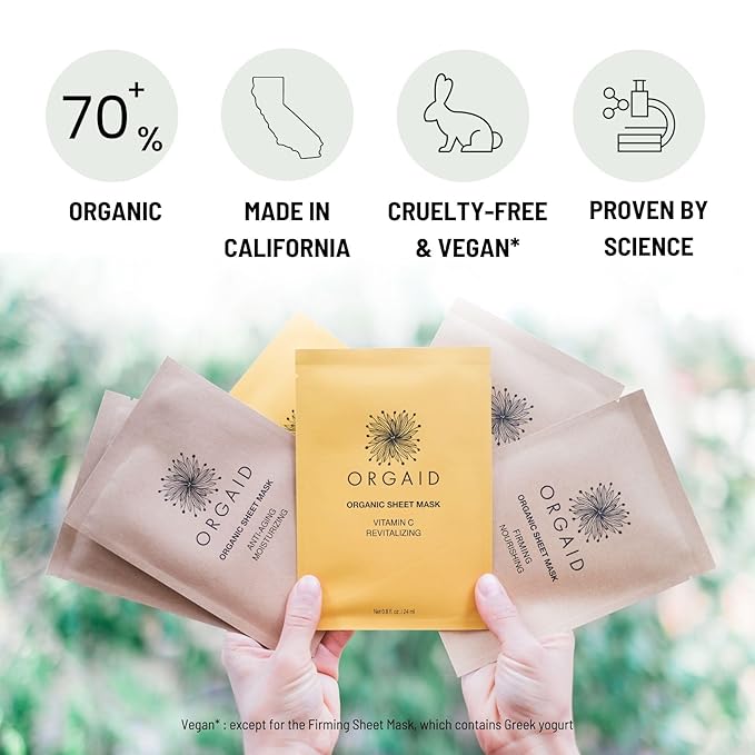 ORGAID Organic Sheet Mask | Made in USA (Assorted Multi-pack, pack of 6) - Bloomnest