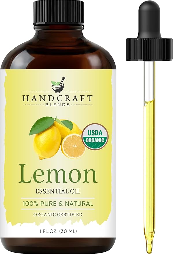 Handcraft Blends Organic Lemon Essential Oil – 1 Fl Oz – 100% Pure and Natural – Premium Grade Essential Oil for Diffuser and Aromatherapy HandcraftBlends
