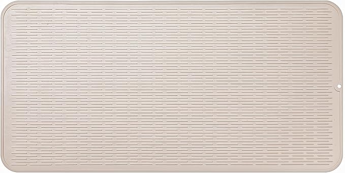 Silicone Dish Drying Mat for Multiple Usage,Easy clean,Eco-friendly,Heat-resistant Silicone Mat for Kitchen Counter or Sink,Refrigerator or Drawer Liner Tapioca 5XL 36inches x 18inches - Bloomnest