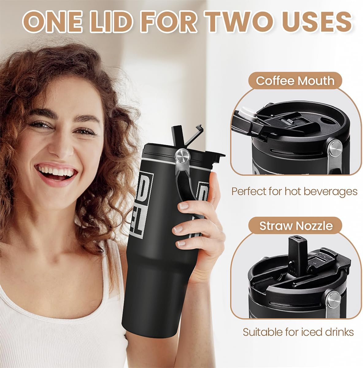 SANDJEST Dad Fuel Stainless Steel Insulated 30oz Tumbler with Carry Handle & Flip Straw Lid for Dad on Fathers Day, Birthday or Christmas