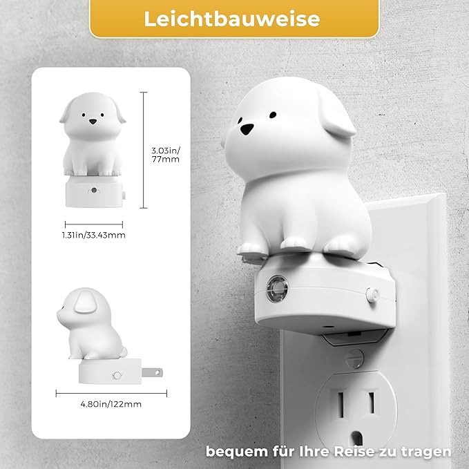 L LOHAS LED Plug in Night Light for Kids,2-Pack 3D Cute Puppy Night Lights with Dusk to Dawn Sensor,1600K/2700K/5000K 3CCT Dog Night Light,Christmas Birthday Gift Nightlight for Kids,Room Decor - Bloomnest