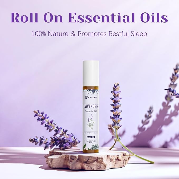 Lavender Essential Oil Roll On, Lavender Touch Essential Oil - 10 mL Roll On for Sleep and Relaxation - Bloomnest