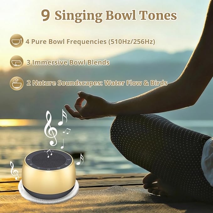 Cordless Automatic Tibetan Singing Bowl,256HZ-432HZ-528HZ 9 Tones 4-Speed Auto-Off Timer,Full Touch Glow Buttons,2000mAh Battery,Deep Ethereal Sound,Yoga,Meditation,Stress Relief (Gold) Jderv