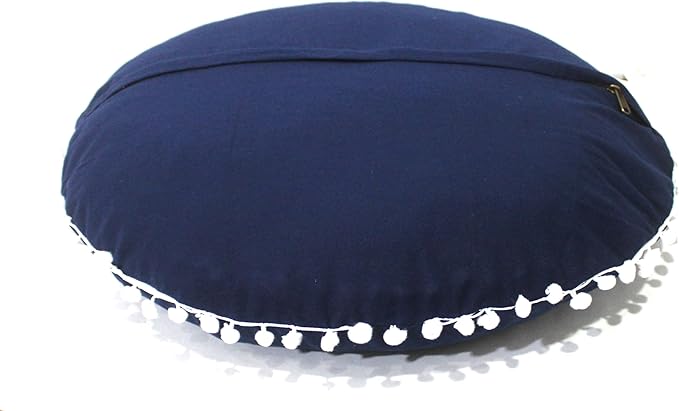 CRAFT KALA Meditation Floor Pillow Cover, Round Large Pillows Cover Seating for Adults, Bohemian Mandala Circle Cushions Cover for Outdoor Fireplace Yoga Living Room (Blue, 32" Round) - Bloomnest