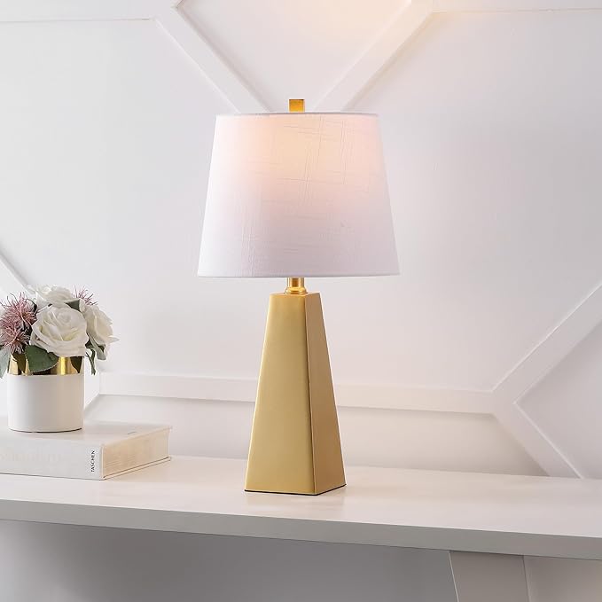 JONATHAN Y JYL1038A Owen 20.5" Resin LED Table Lamp Contemporary Bedside Desk Nightstand Lamp for Bedroom Living Room Office College Bookcase LED Bulb Included, Gold - Bloomnest