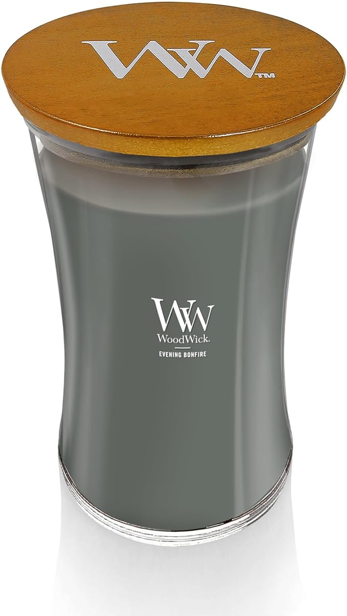 WoodWick Evening Bonfire Holiday Candle Gifts for Women and Men, 21.5 oz Large Hourglass Candle with Crackling Wick - Bloomnest