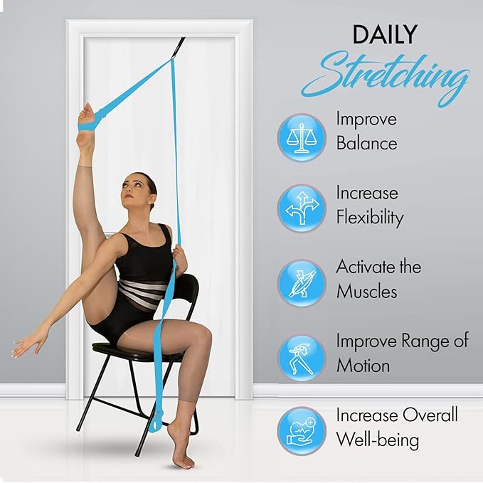 Stretching Strap With Door Anchor - Stretching Equipment to Improve Legs Flexibility - Splits Trainer For Home Ideal In Ballet, Dance, Cheerleading, Taekwondo, Yoga, Pole Dancing & Gymnastics - Bloomnest