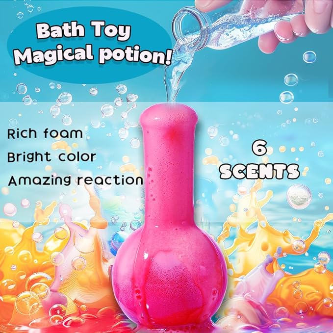 MeCids Magic Potion Bubble Bath Bombs for Kids -Bath Color Tablets Bath Potions for Toddlers Ages 4-12 Fun Science Kit Gift for Birthday, Halloween，Christmas- 6 Pack - Bloomnest