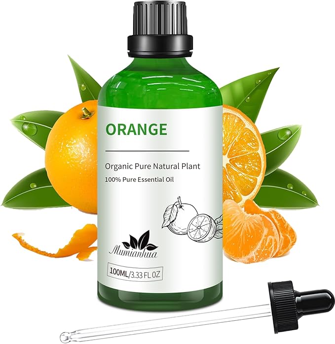 Orange Essential Oil Pure,Mumianhua Natural Sweet Orange Oil for Diffuser, Humidifier, Air Purifier, Skin,Home, Soap, Candle Making, Room Spray, Cleaning 3.38Fl Oz - Bloomnest