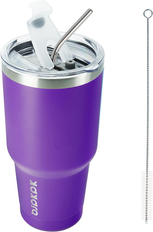 BJPKPK 30 oz Stainless Steel Tumbler With Lid And Straw Vacuum Insulated Double Wall Travel Coffee Water Tumbler,Purple - Bloomnest
