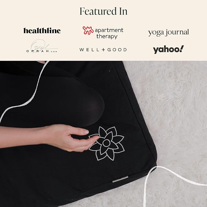 Mindful & Modern Zabuton Meditation Mat - Cotton Filled Yoga and Meditation Pad - Zabuton Meditation Cushion for Kneeling and Sitting Support - Large Rectangular Sitting Floor Pillow for Bench or Zafu - Bloomnest