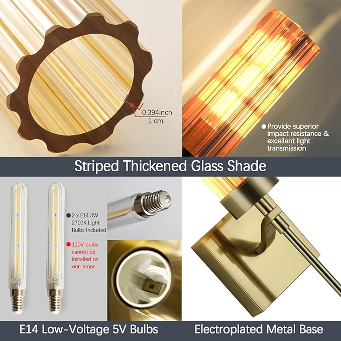 Battery Operated Wall Sconces Set of Two with Remote, Gold Rechargeable Wireless Wall Lights, Sconces Wall Decor Set of 2, Dimmable 2700K Battery Powered Sconce for Bedroom Living Room Hallway - Bloomnest