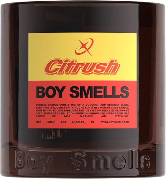 Boy Smells Citrush Candle – Bright Citrus Aroma – Warm Musk Finish – Pomelo Oil – Clean Burning Scented Candle – Long-Lasting Fragrance Throw – Vegan Soy Wax Blend – 8.5oz Glass Jar - Bloomnest
