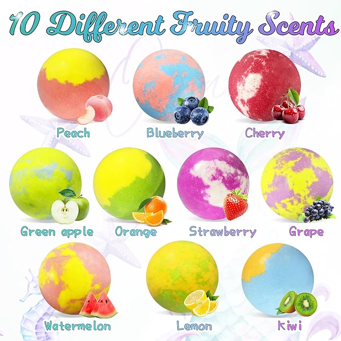 Bath Bombs for Girls Kids with Surprise Inside, 20 Pcs Fun Princess Fizzy Bath Bomb with Jewelry Toys, Mermaid Gifts for Daughter Granddaughter Niece, Girls Gift Set for Birthday Christmas - Bloomnest