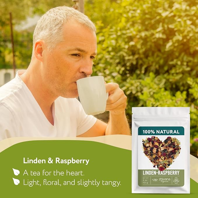 Linden & Raspberry Herbal Tea Loose Leaf – Fruity Tea with Raspberry Leaf & Fruit, Lemon Balm & Elderflower – No Caffeine – Naturally Calming Herbal Teas – 4oz. - Bloomnest