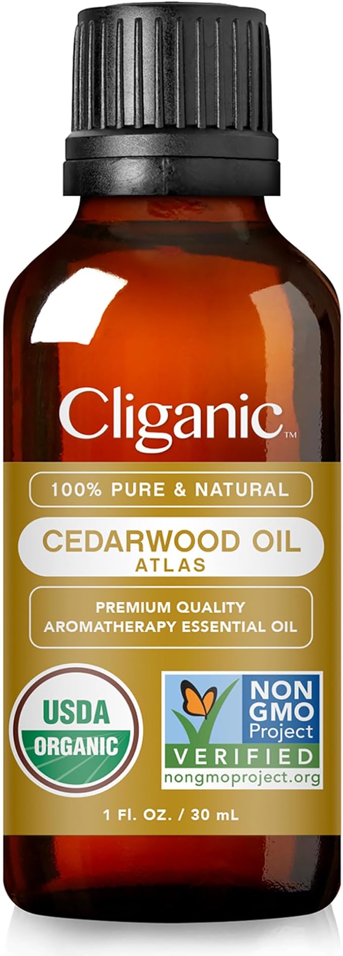 Cliganic Organic Cedarwood Essential Oil - 100% Pure Natural Undiluted, for Aromatherapy Diffuser | Non-GMO Verified (Packaging May Vary) Cliganic