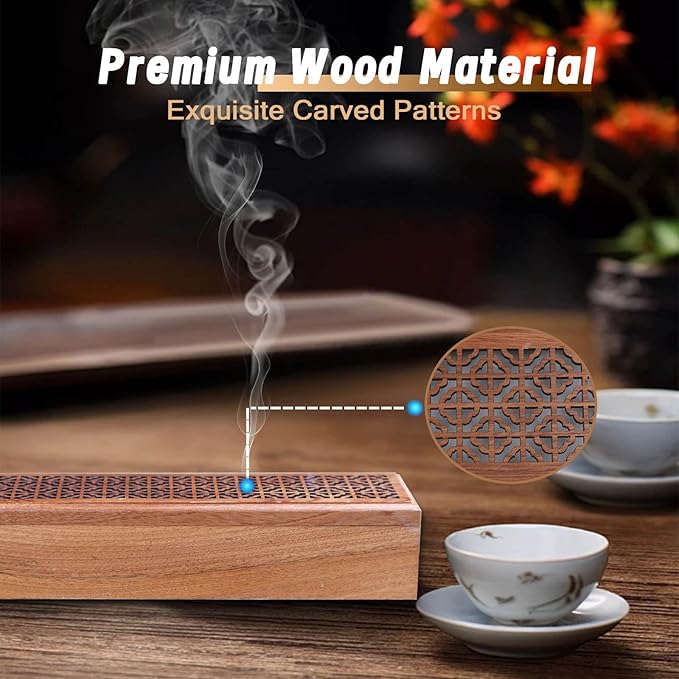 Incense Hoder Burner, Wooden Incense Storage Box for Sticks, Incense Stick Stand Burner Ash Catcher Tray for Meditation Yoga Spa Room Decor - Bloomnest