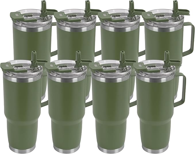 HASLE OUTFITTERS 30oz Tumbler Bulk with Handle, Insulated Travel Coffee Mug Set with Handle Leak-Proof Double Wall Stainless Steel Vacuum Tumblers Pack Metal Cup for Hot and Cold Drink - Bloomnest