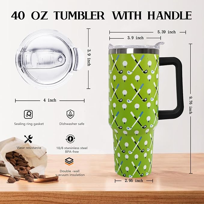 Ceovfoi 40 oz Golf Coffee Mug Cup Vacuum Insulated Travel Tumbler with Handle Lid and Straw,Golf Coach Gifts,Accessories Stuff - Bloomnest