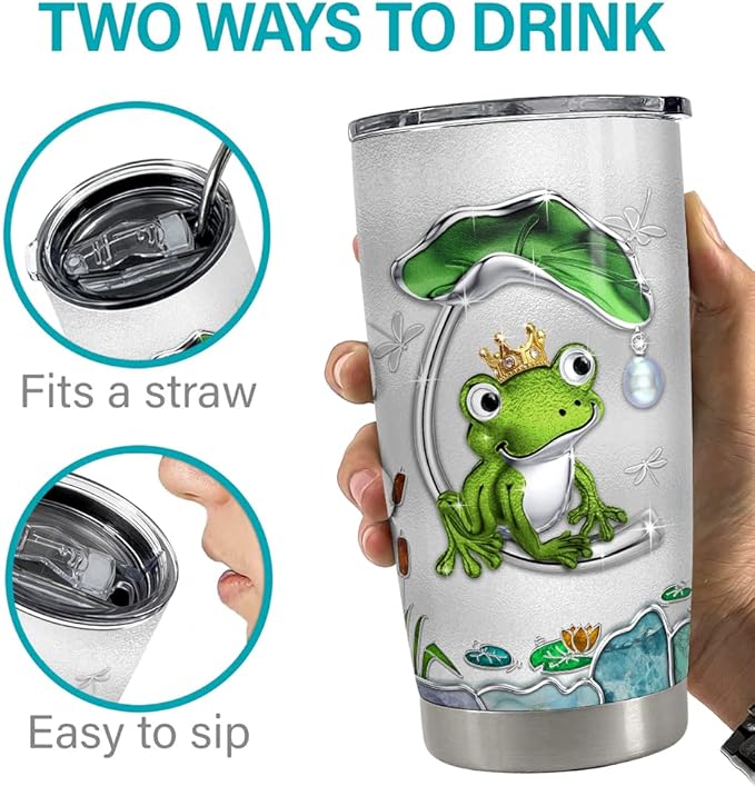 SANDJEST Personalized Frog Tumbler Jewelry Style Frog 20oz 30oz Tumblers with Lid Gift for Women Girl Daughter Sister Animal Lovers Christmas Birthday - Bloomnest