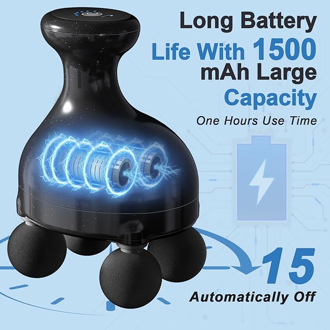 DEITY 4 Heads Handheld Massage Gun Deep Tissue, Electric Body Massager, Percussion Muscle Massager for Easing Shoulder and Back Tension, with Reverse Thrust Function, Black - Bloomnest